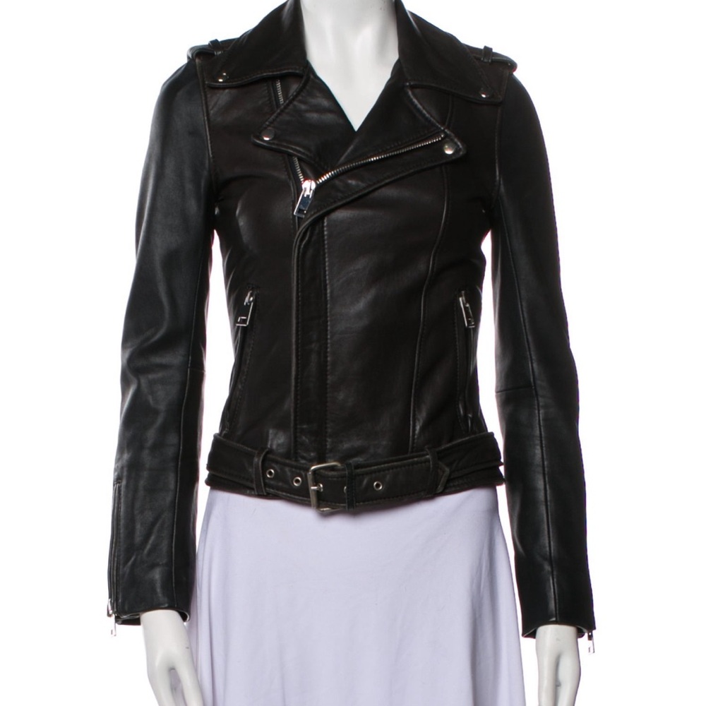 Maje Black Leather Biker Jacket